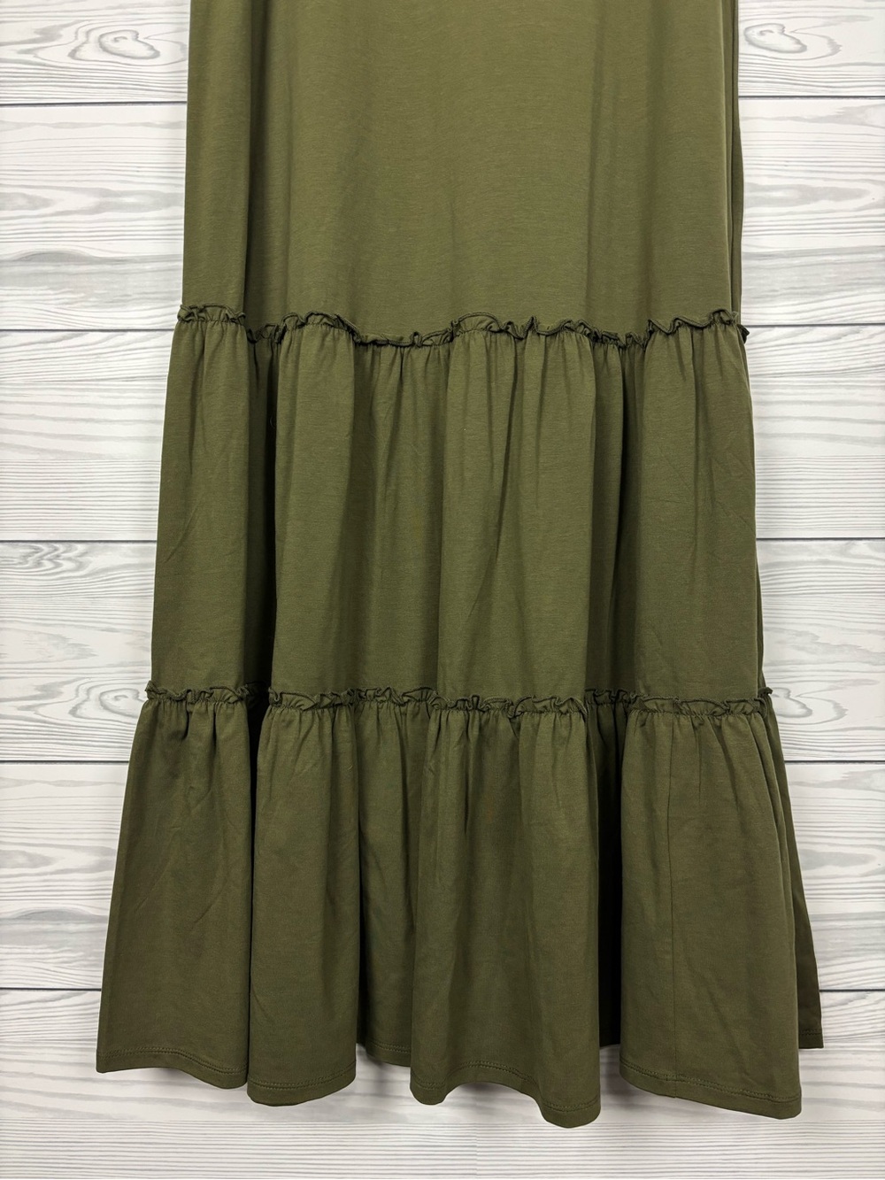 Soft Surroundings Green knit tiered maxi dress size large boho - Picture 2 of 5